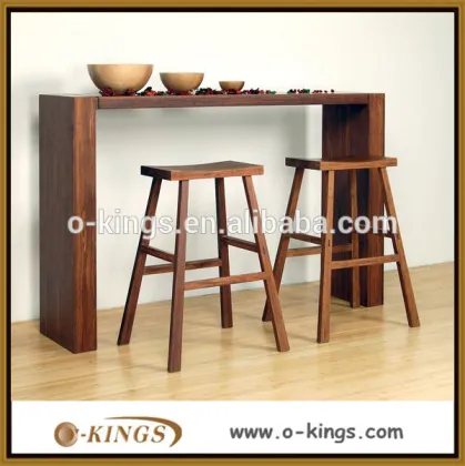 Long wood bar table and bar chair furniture set