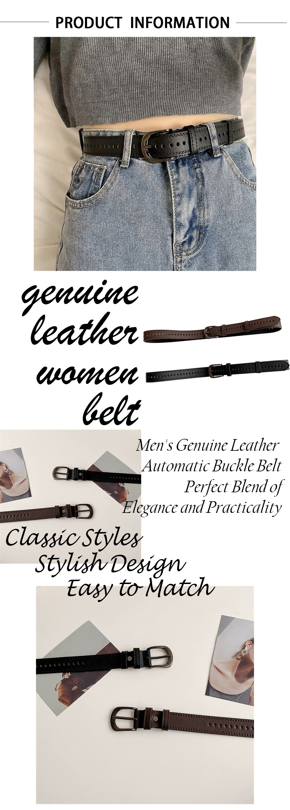 Ladies Thin Leather Belt