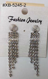 fashion metal awl and crystal rhinestones jewelry dropped tassel stick earring