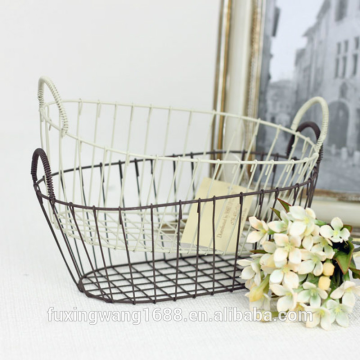 Miniature Round Hollow Iron Wire Multifunction Storage Basket Bread Food Organiser Home Store Decoration