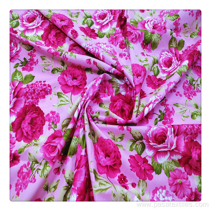 Floral Fabric Print Woven Comfortable hot pink Floral 100% Cotton Print Fabric