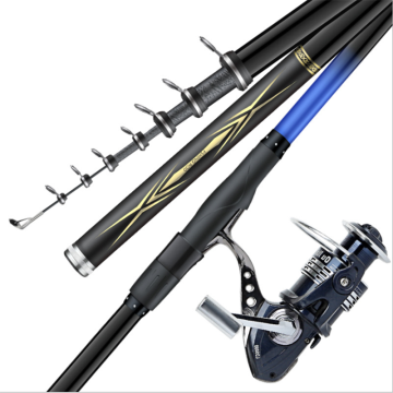 7.2-3.6m Big Fish Fishing Rods & Spinning Reels with Carbon Fiber ExtraFast Action Telescopic Design
