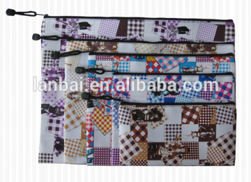 2015 hot sale stationery bag zipper bag fashion girl leather zipper bag