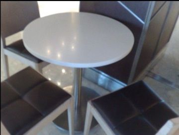 Artificial Marble Round Cream Colored Coffee Table Marble Table Tops With 10 Year Warranty
