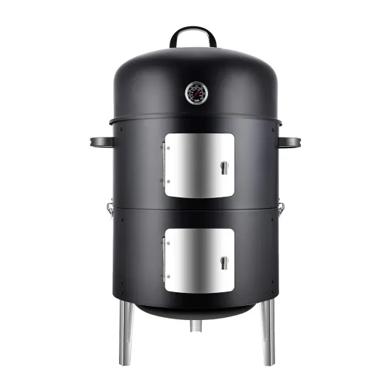 outdoor kitchen Smokeless Charcoal Barbecue Grill Smoker 2 layers Tower Vertical Barrel Charcoal BBQ Grill