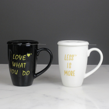 Ceramic Christmas Tea Cup with Lid and Infuser - 500ml High-Fired Mug for Home & Gift Use