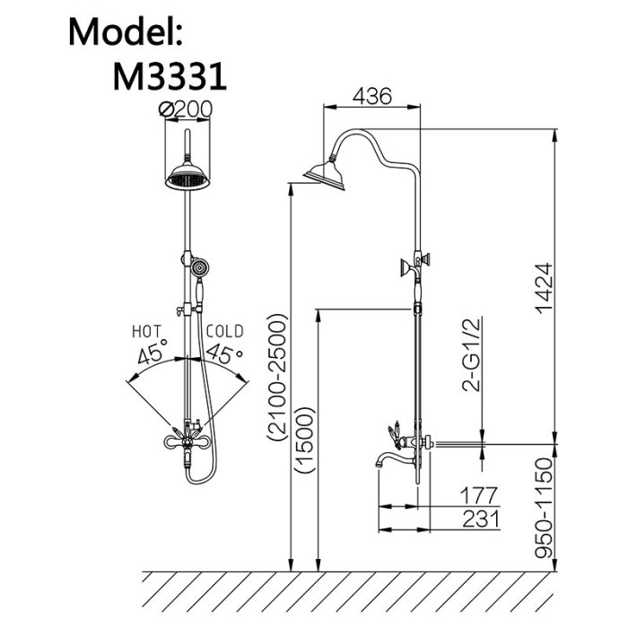 Elegant Electroplated Shower Faucet 35mm