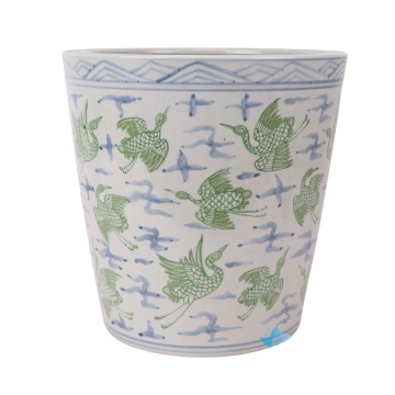 Blue and White Crane Pattern Ceramic Flower Pot - RZSX03-D Jingdezhen Porcelain