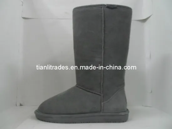 Grey Real Leather Women Shoes Boots (TB32)