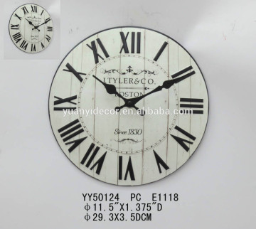 vintage cream round metal wall clock, hang clock