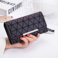 Mulheres Long Bolsa Geometria Luminosa Carteira Feminino Telefone Três Fold Carteiras Carteiras