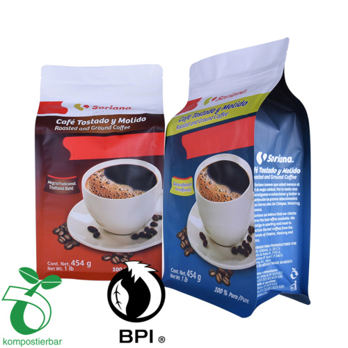 Biologicky rozložitelná PLA Eco Friendly na zip na dně kávová taška na dno