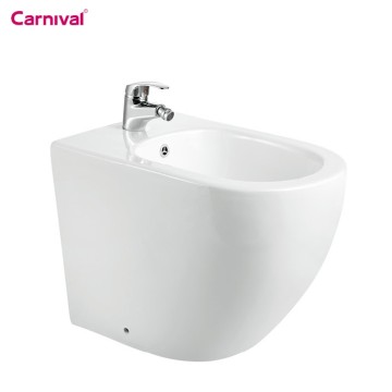 Glossy White Floor-Mounted Ceramic Bidet for Hotel and Home
