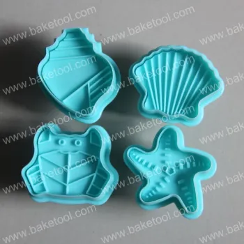 4pcs Sea Animal Cookie Plunger Cutter Fondant Cake Decorating Tools Mold