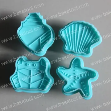 4pcs Sea Animal Cookie Plunger Cutter Fondant Cake Decorating Tools Mold