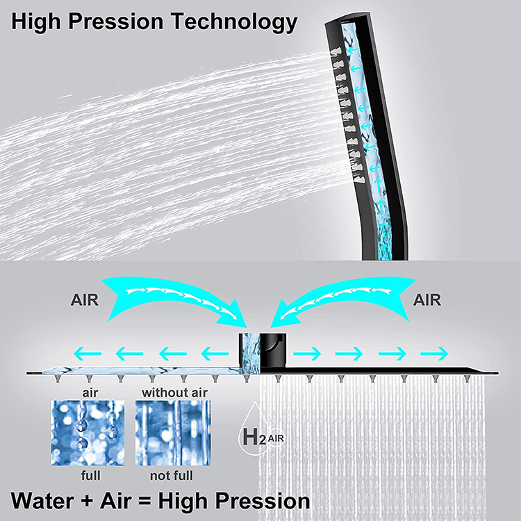 Black Modern Shower Head Set with Mist Setting