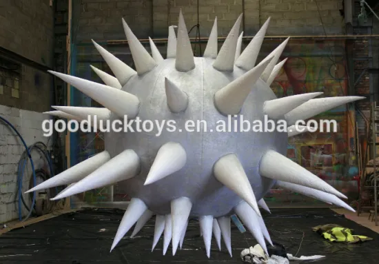 hot sale item decoration inflatable silver spiky ball with led light