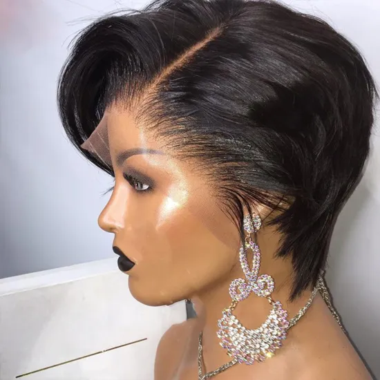 Hair Factory Wholesale Cheap Natural Color Brazilian 13*6 Lace Frontal Wigs For Black Women Curly Human Hair Short  wigs