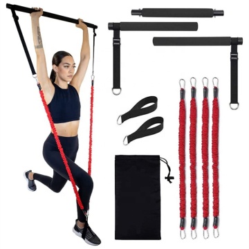 Attrezzatura per fitness della palestra portatile: kit bar Pilates regolabili a 3 sezioni con fasce di resistenza per tessuto da 4x30 libbre