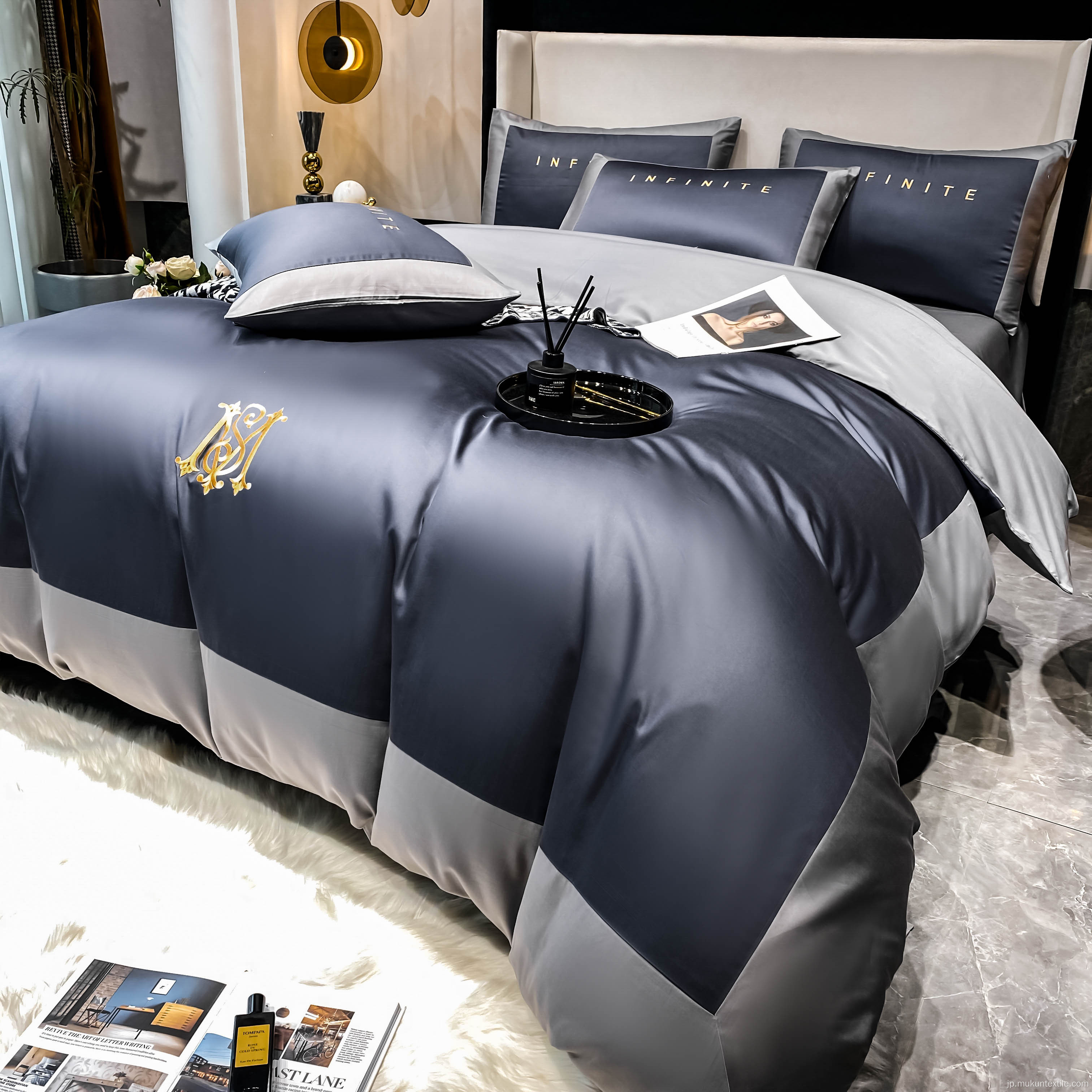 固体のベッドシートの寝具セット100％コットンエジプト綿