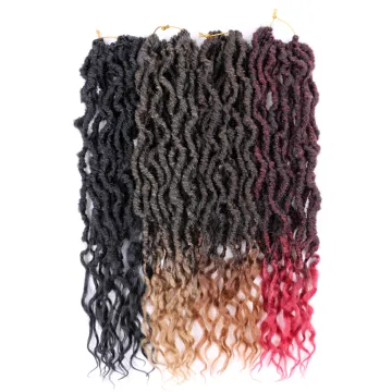 Faux Locs Crochet Wavy Hair Goddess Faux Locs Crochet Hair with Curly Ends 24inch Synthetic Goddess Locs Hair Extensions