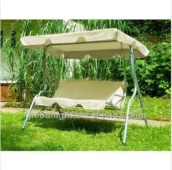 Patio Garden Three Seats Canopy Metal Swing Chair