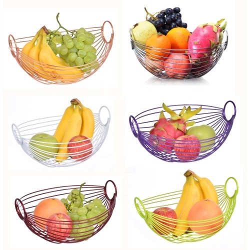 China Metallic Kitchen Modern Style Countertop Wire Fruit Basket Decorative Fruit Bowl Manufactory