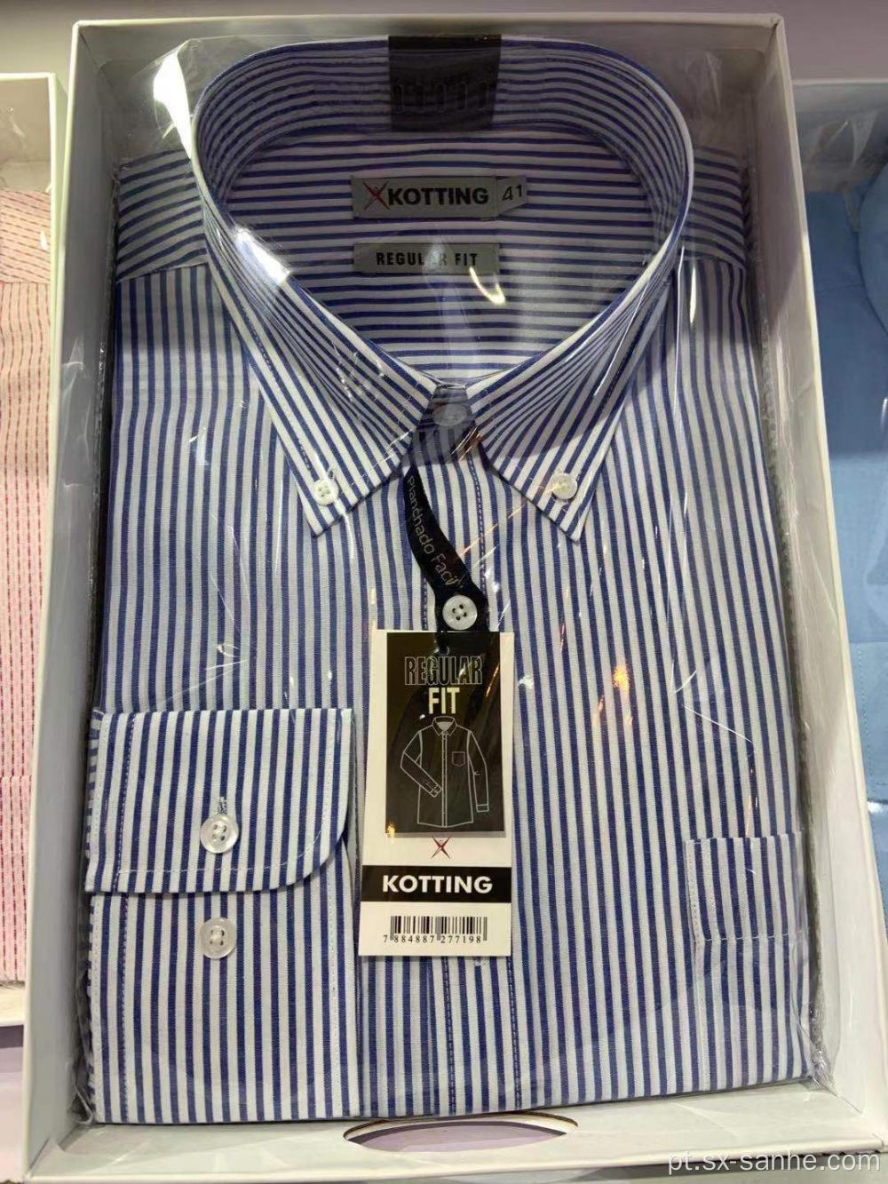 Atacado 100% Algodão Tingido Camisas Casuais Masculinas