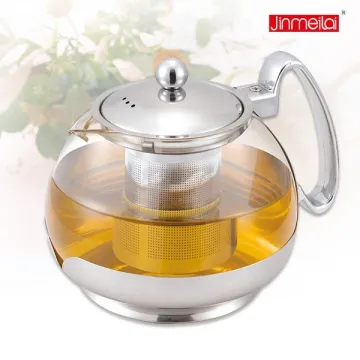 stainless steel glass teapot with infuser ,glass kettle