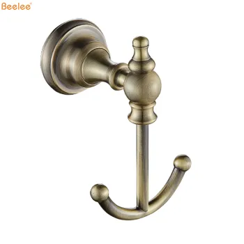 Beelee BA7106A Antique Brass Wall-Mounted Bathroom Coat Hanger