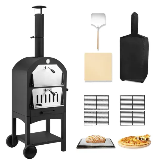 Outdoor Pizza Oven Wood Fire Freestanding Steel  Grill Maker Camping Cooker with Pizza Stone