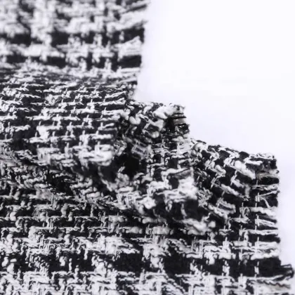 Polyester Houndstooth Luxury Wool Women Tweed Fabric