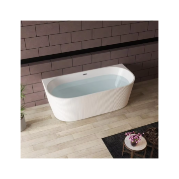 Modern White Acrylic Freestanding Back-to-Wall Bathtub for Hotels - Factory Direct Pricing