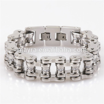 Best selling stainless steel diamond charm biker chain bracelet