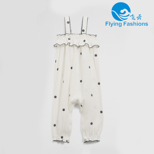 Pantalón de escalada infantil bordado Blanco Elegante