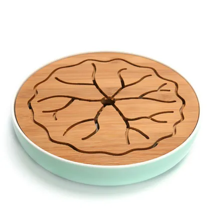 Ceramic Bamboo Water storage Kung Fu Tea tray