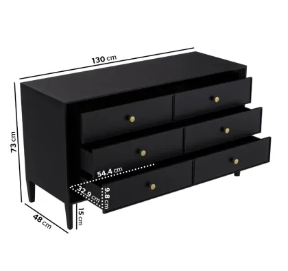 6 black chest of drawers