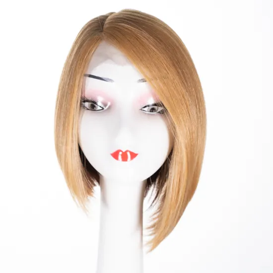 Lace Frontal Bob Cosplay Wigs Straight Short Synthetic Wigs for Black Women Gold Color Side Part Shoulder Length