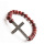 Red Jasper 8MM Round Beads Stretch Gemstone Bracelet with Diamante Cross Piece
