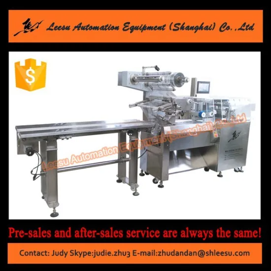 SGM080-3A-P/T Shanghai Leesu full automatic horizontal pillow biscuits and cookies packaging machine