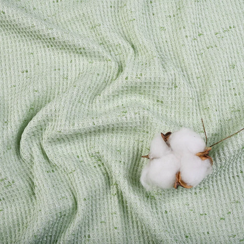 ผ้าวาฟเฟิลโพลีเอสเตอร์สแปนเด็กซ์ระดับพรีเมียมสำหรับชุดนอนที่สวมใส่สบาย