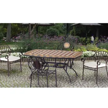 Mosaic table, made of iron + ceramic + cement