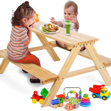 Picnic de madera y mesa de comedor para niños pequeños