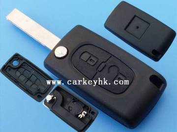 HOT sale Peugeot 407 2 remote key shell with groove blade and battery place for smart car