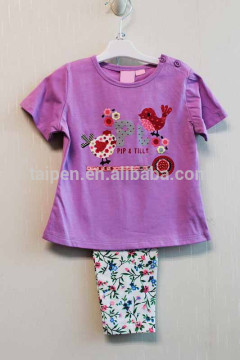 Wholesale Fashion Baby Girls 2 Pcs Set Purple Short Sleeve Top + Long Pant Casual Set TP-7717