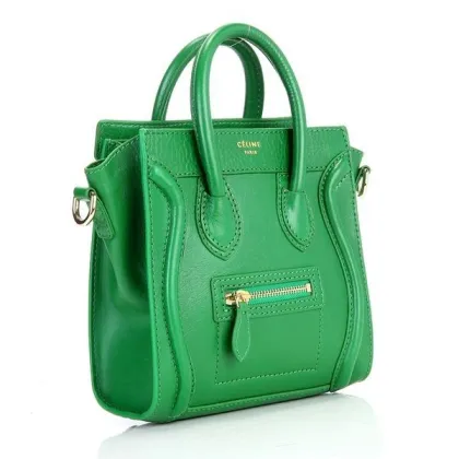 Replica, Fashionable Nano Green Original Leather Celine Square Bag With Gold Hardware