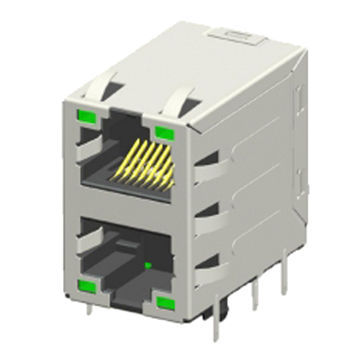 Shielded RJ45 Modular Jack Connector, Through-hole Type, with Built-in 10/100Mbps Transformer