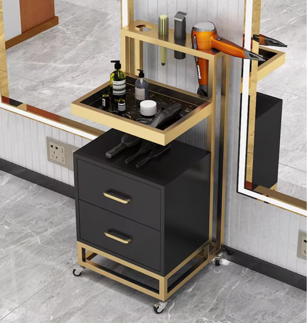 salon furniture high-end hair and beauty salon carts tools collecting two shelf spa cart salon trolley