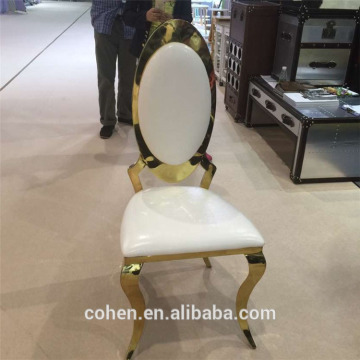 PU leather stainless steel golden plated dining chair oval back stainless steel home design A866-3
