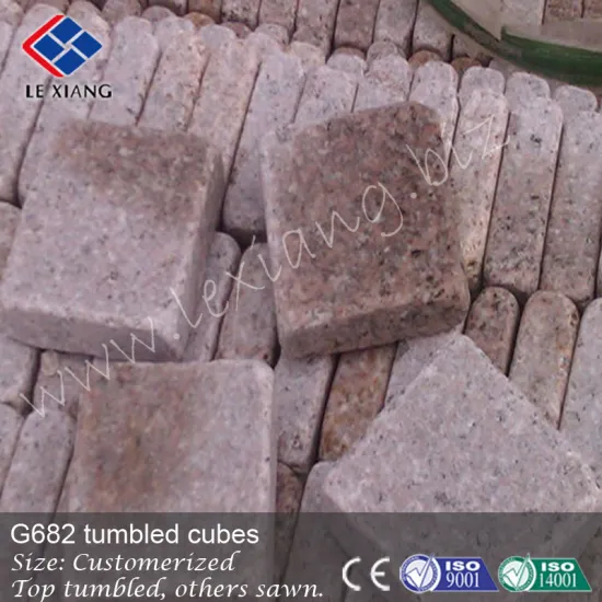 Yellow G682 tumbled cubes